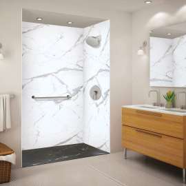 FZSP6032-61 Trimslate Plus 60-in x 32-in Zero Threshold Tub Replacement Shower Base with End Drain, Sterling Black