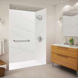 FZSR6032-31 Trimslate 60-in x 32-in Zero Threshold Tub Replacement Shower Base with End Drain, White