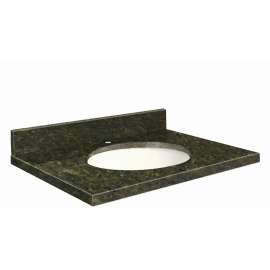 G2519-E3 Nouveau 25-in x 19-in Granite Single Bowl Vanity Top With Eased Edge, Uba Verde