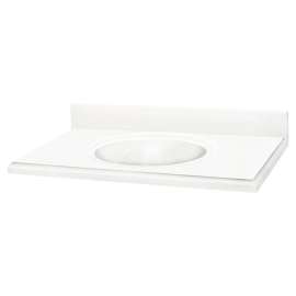 ITBC2522-A5 Decor 25-in x 22-in Solid Surface Single Bowl Vanity Top, White