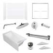 KTAFS603660L-21PC 60-in x 36-in x 80-in 7-Piece Glue-on Saramar Shower/Tub Kit with Door Faucet and Accessories, White/Polished Chrome