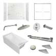 KTAFS603660L-47BS 60-in x 36-in x 80-in 7-Piece Glue-on Saramar Shower/Tub Kit with Door Faucet and Accessories, White Venito/Brushed Stainless