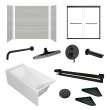 KTAFS603660R-27MB 60-in x 36-in x 80-in 7-Piece Glue-on Saramar Shower/Tub Kit with Door Faucet and Accessories, Grey Beach/Matte Black