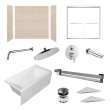 KTAFS603660R-28PC 60-in x 36-in x 80-in 7-Piece Glue-on Saramar Shower/Tub Kit with Door Faucet and Accessories, Cashew/Polished Chrome