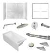 KTAFS603660R-50BS 60-in x 36-in x 80-in 7-Piece Glue-on Saramar Shower/Tub Kit with Door Faucet and Accessories, Lunar/Brushed Stainless