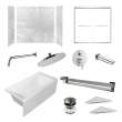 KTAFS603660R-50PC 60-in x 36-in x 80-in 7-Piece Glue-on Saramar Shower/Tub Kit with Door Faucet and Accessories, Lunar/Polished Chrome