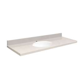 Q6122-3A Nouveau 61-in x 22-in Quartz Single Bowl Vanity Top With Eased Edge, Milan White