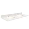 Q61222-4W Nouveau 61-in x 22-in Quartz Double Bowl Vanity Top With Eased Edge, Natural White