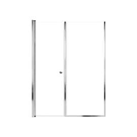 LSDF527006C-PC Lyna 52-in x 70-in Pivot Shower Door And Fixed Panel With 1/4-in Clear Glass And Double-Sided Knob Handles, Polished Chrome