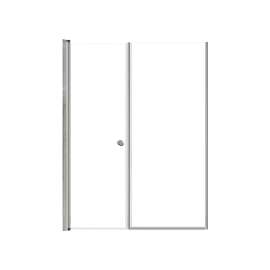 LSDF537006C-BS Lyna 53-in x 70-in Pivot Shower Door And Fixed Panel With 1/4-in Clear Glass And Double-Sided Knob Handles, Brushed Stainless