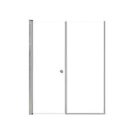 LSDF567006C-BS Lyna 56-in x 70-in Pivot Shower Door And Fixed Panel With 1/4-in Clear Glass And Double-Sided Knob Handles, Brushed Stainless