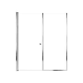 LSDF597006C-PC Lyna 59-in x 70-in Pivot Shower Door And Fixed Panel With 1/4-in Clear Glass And Double-Sided Knob Handles, Polished Chrome