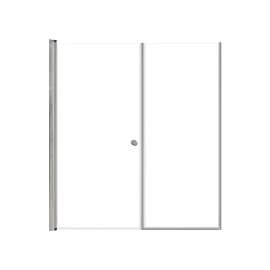 LSDF617006C-BS Lyna 61-in x 70-in Pivot Shower Door And Fixed Panel With 1/4-in Clear Glass And Double-Sided Knob Handles, Brushed Stainless