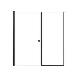 LSDF637006C-MB Lyna 63-in x 70-in Pivot Shower Door And Fixed Panel With 1/4-in Clear Glass And Double-Sided Knob Handles, Matte Black