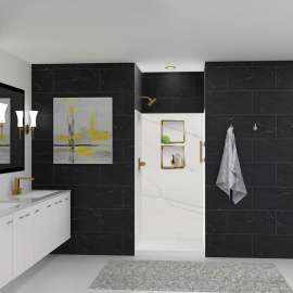 LWK363672-181 Lusso 36-in x 36-in x 72-in Glue to Wall 3-Piece Shower Wall Kit, Palladio White