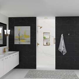 LWK363696-181 Lusso 36-in x 36-in x 96-in Glue to Wall 3-Piece Shower Wall Kit, Palladio White