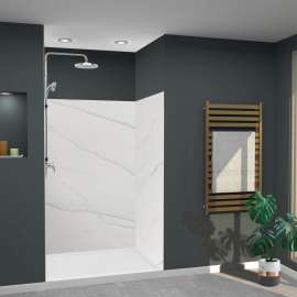 LWK483672-181 Lusso 48-in x 36-in x 72-in Glue to Wall 3-Piece Shower Wall Kit, Palladio White