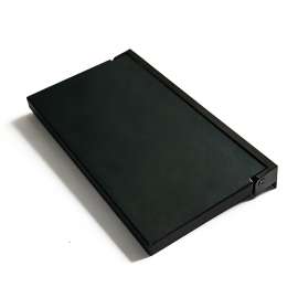Preston flip-up fold-down ADA compliant padded shower seat in black and matte black, 26 in. W x 15 in. D, by Transolid, PPS1526UP-09MB