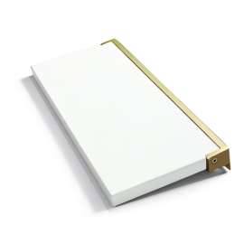 Preston flip-up fold-down ADA compliant padded shower seat in white and champagne bronze, 34 in. W x 15 in. D, by Transolid, PPS1534UP-01CB