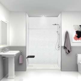 PWKX60367224-631 Prodigy 60-in x 36-in x 96-in Shower Wall Kit with Extension, White 3D Hexagon