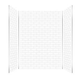 Transolid PWK603684-131 Prodigy 60-in x 36-in x 84-in Shower Wall Kit, White (Glossy 3-in x 8-in Subway Tile Pattern)