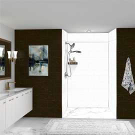 PWKX60368412-531 Prodigy 60-in x 36-in x 96-in Shower Wall Kit with Extension, White Horizontal Tile