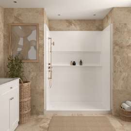 Transolid Ravena 60 x 32 in. SMC Alcove Shower Kit with Base, Left-Hand Drain, White, RFSK6032L-31