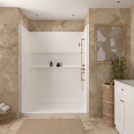 Transolid Ravena 60 x 32 in. SMC Alcove Shower Kit with Base, Right-Hand Drain, White, RFSK6032R-31
