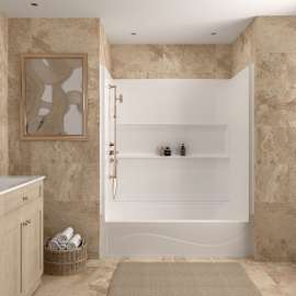 Transolid Ravena 60 x 30 in. SMC Alcove Tub and Shower Kit, Left-Hand Drain, White, RTSK6030L-31