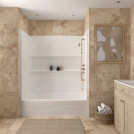 Transolid Ravena 60 x 32 in. SMC Alcove Tub and Shower Kit, Right-Hand Drain, White, RTSK6032R-31