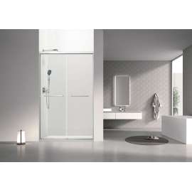 SBP487808C-BS Stratford 48-in x 78-in Bypass Shower Door With 5/16-in Clear Glass And Round Tube Handles, Brushed Stainless
