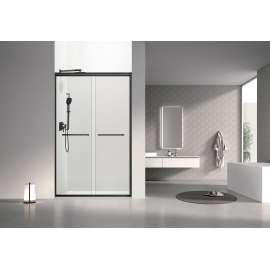 SBP487808C-MB Stratford 48-in x 78-in Bypass Shower Door With 5/16-in Clear Glass And Round Tube Handles, Matte Black