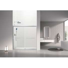 SBP606008C-PC Stratford 60-in x 60-in Bypass Shower Door With 5/16-in Clear Glass And Round Tube Handles, Polished Chrome