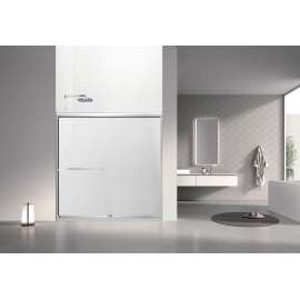 SBP606008F-PC Stratford 60-in x 60-in Bypass Shower Door With 5/16-in Full Frost Glass And Round Tube Handles, Polished Chrome