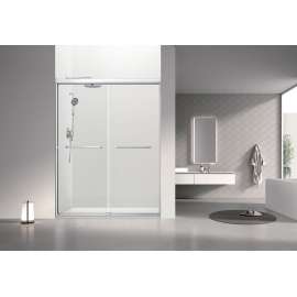SBP607808C-BS Stratford 60-in x 78-in Bypass Shower Door With 5/16-in Clear Glass And Round Tube Handles, Brushed Stainless