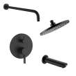 KTAFS603660R-48MB 60-in x 36-in x 80-in 7-Piece Glue-on Saramar Shower/Tub Kit with Door Faucet and Accessories, Biscotti Marble/Matte Black