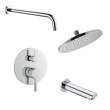 KTAFS603660L-21PC 60-in x 36-in x 80-in 7-Piece Glue-on Saramar Shower/Tub Kit with Door Faucet and Accessories, White/Polished Chrome