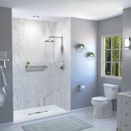 FZST6036C-31 Trimslate 60-in x 36-in Shower Base with Adjustable Single Threshold and Center Drain, White