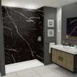Transolid TWK604896C-KI03H Titan 60-in x 48-in x 96-in 4-Piece Shower Wall Kit, Black Caruso (Honed)