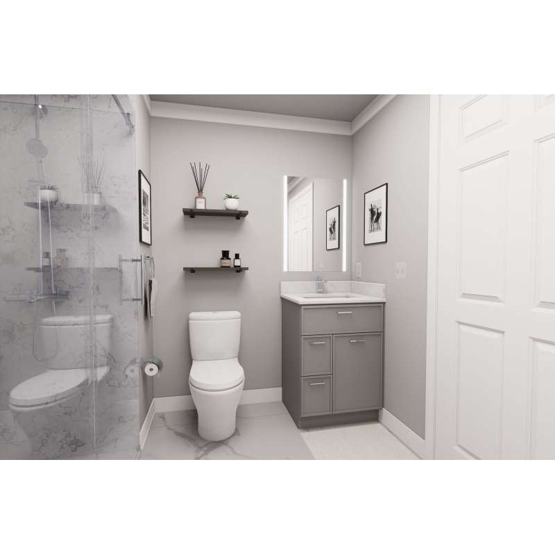 24-in x 21-in x 35-in Ready to Assemble Slim Shaker Vanity Combo Base Cabinet With Two Drawers on Left, Light Grey