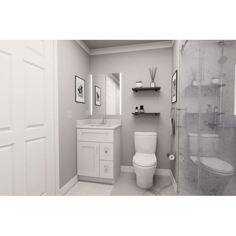 24-in x 21-in x 35-in Ready to Assemble Shaker Vanity Combo Base Cabinet With Two Drawers on Right, White