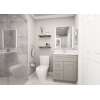 33-in x 21-in x 35-in Ready to Assemble Shaker Vanity Combo Base Cabinet With Two Drawers on Left, Light Grey