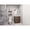 27-in x 21-in x 35-in Ready to Assemble Shaker Vanity Combo Base Cabinet With Two Drawers on Left, Tan Wood
