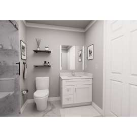 30-in x 18-in x 31-in Ready To Assemble Shaker Single Door with Two Left-Side Drawers Vanity Base Cabinet, White