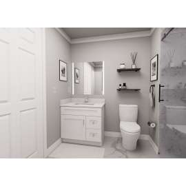 30-in x 18-in x 31-in Ready To Assemble Shaker Single Door with Two Right-Side Drawers Vanity Base Cabinet, White