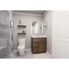30-in x 21-in x 35-in Ready to Assemble Slim Shaker Vanity Combo Base Cabinet With Two Drawers on Left, Tan Wood