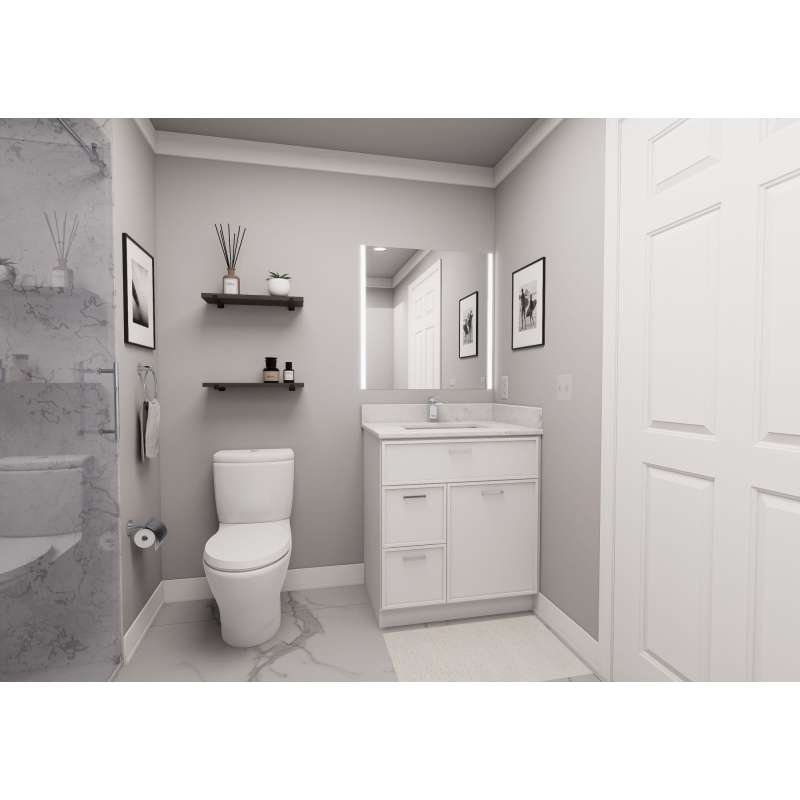 30-in x 21-in x 35-in Ready to Assemble Slim Shaker Vanity Combo Base Cabinet With Two Drawers on Left, White