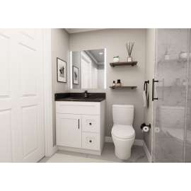 30-in x 21-in x 35-in Ready to Assemble Shaker Vanity Combo Base Cabinet With Two Drawers on Right, White