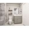 27-in x 21-in x 35-in Ready to Assemble Shaker Vanity Combo Base Cabinet With Two Drawers on Left, Light Grey