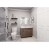 36-in x 18-in x 31-in Ready To Assemble Shaker Double Door with Two Left-Side Drawers Vanity Base Cabinet, Tan Wood
